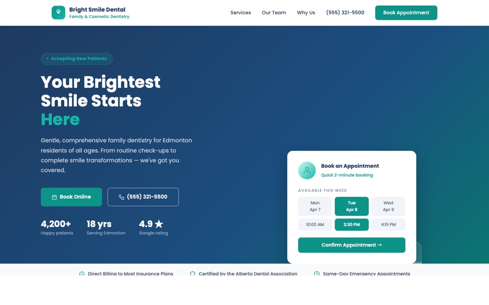 Bright Smile Dental — Healthcare concept site