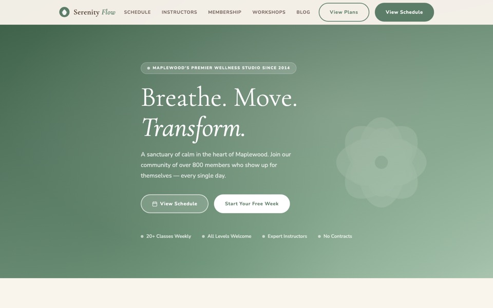 Serenity Flow Studio — Wellness concept site