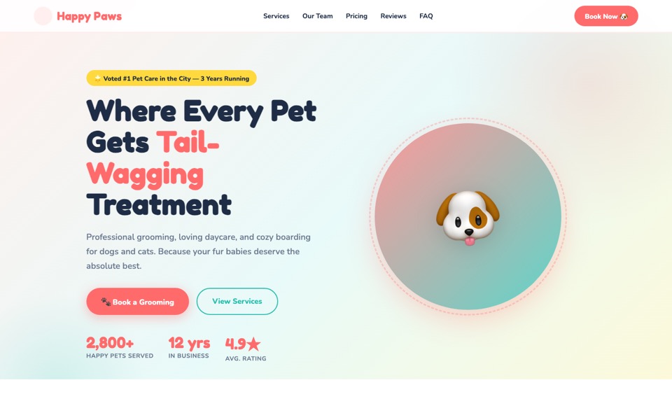 Happy Paws Pet Care — Pet Services concept site